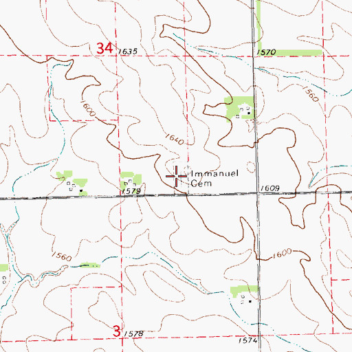 Topographic Map of Immanuel Cemetery, NE