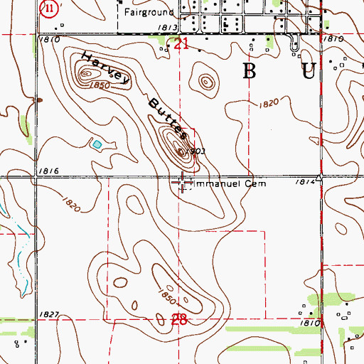 Topographic Map of Immanuel Cemetery, NE