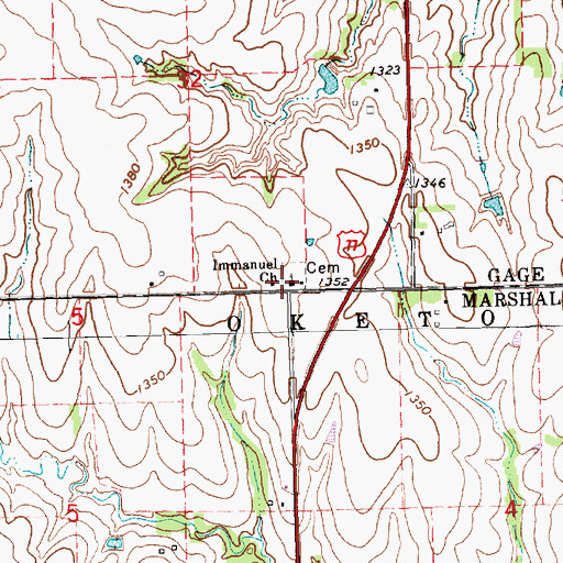Topographic Map of Immanuel State Line Lutheran Church, NE