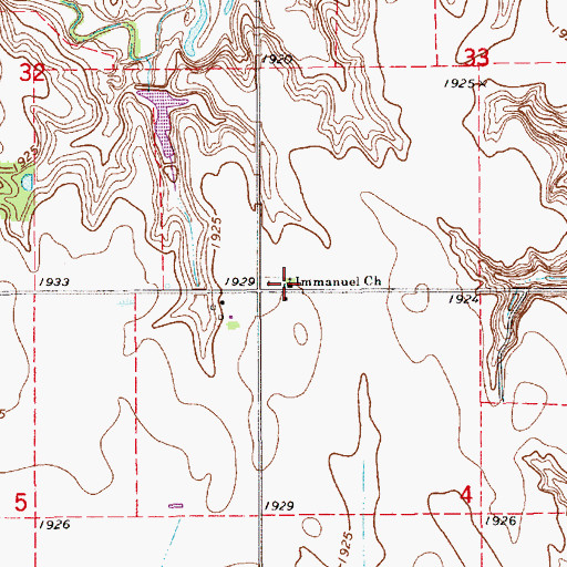 Topographic Map of Immanuel Church, NE
