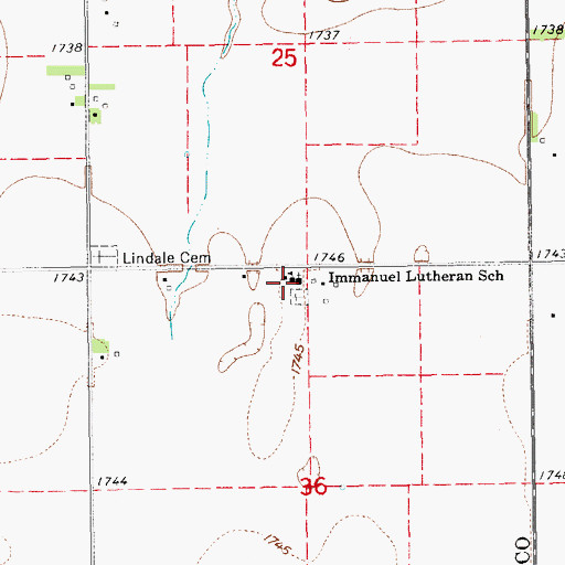 Topographic Map of Immanuel Lutheran School, NE