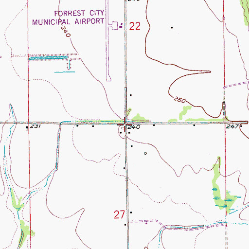 Topographic Map of Heustess, AR
