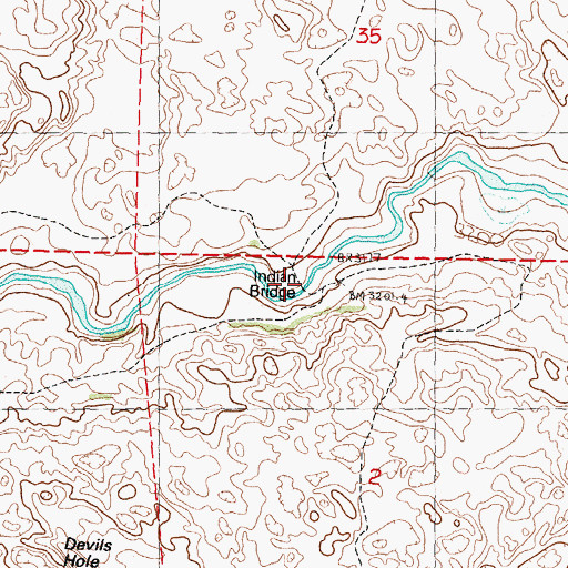 Topographic Map of Indian Bridge, NE