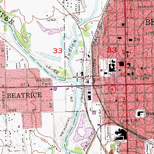 Topographic Map of Indian Creek, NE