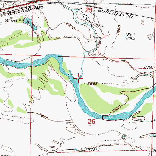 Topographic Map of Indian Creek, NE