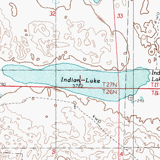 Topographic Map of Indian Lake, NE