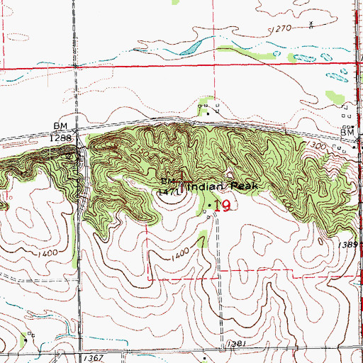 Topographic Map of Indian Peak, NE