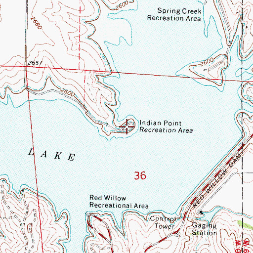 Topographic Map of Indian Point Recreation Area, NE