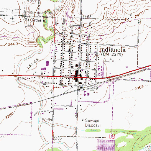 Topographic Map of Indianola, NE