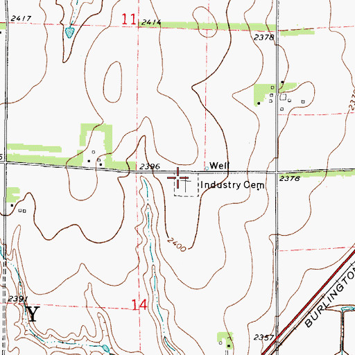 Topographic Map of Industry Cemetery, NE
