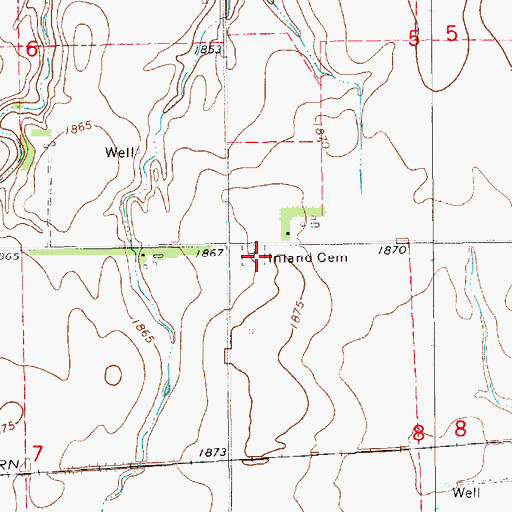 Topographic Map of Inland Cemetery, NE
