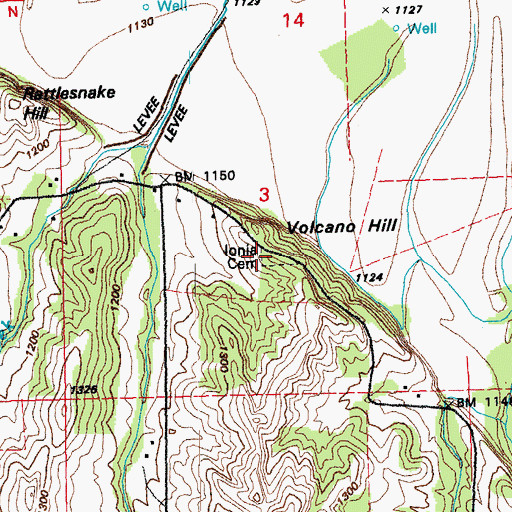 Topographic Map of Ionia Cemetery, NE