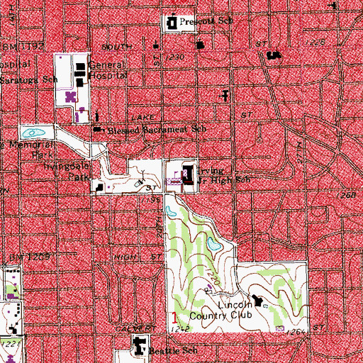 Topographic Map of Irving Middle School, NE