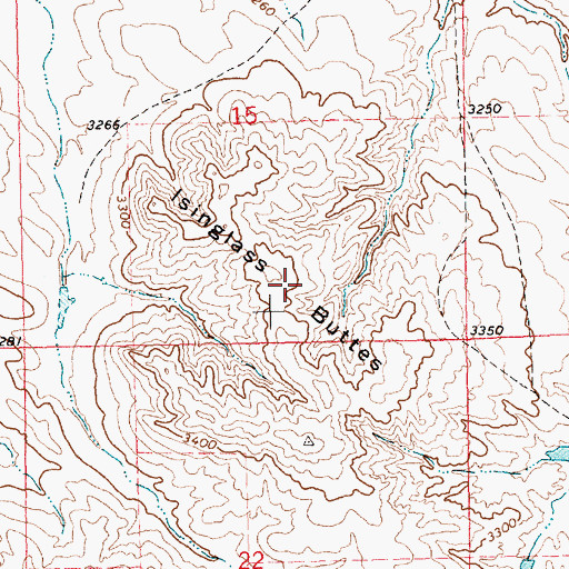 Topographic Map of Isinglass Buttes, NE