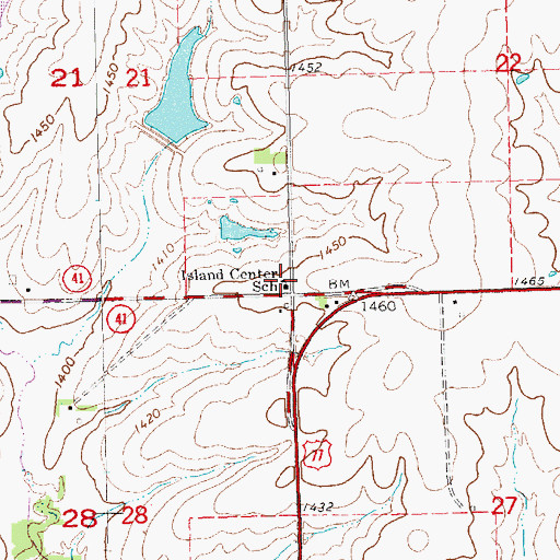 Topographic Map of Island Center School (historical), NE
