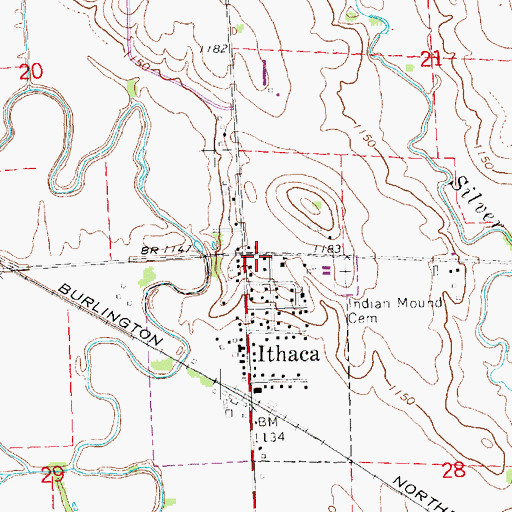 Topographic Map of Ithaca, NE