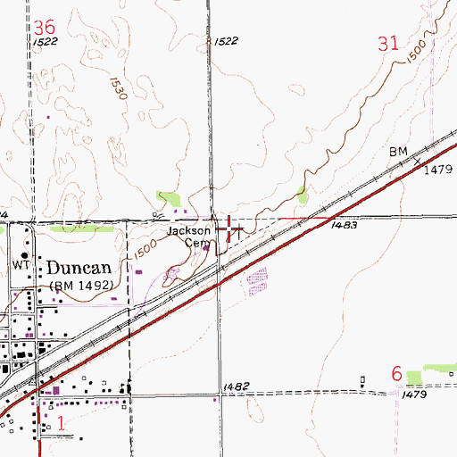 Topographic Map of Jackson Cemetery, NE