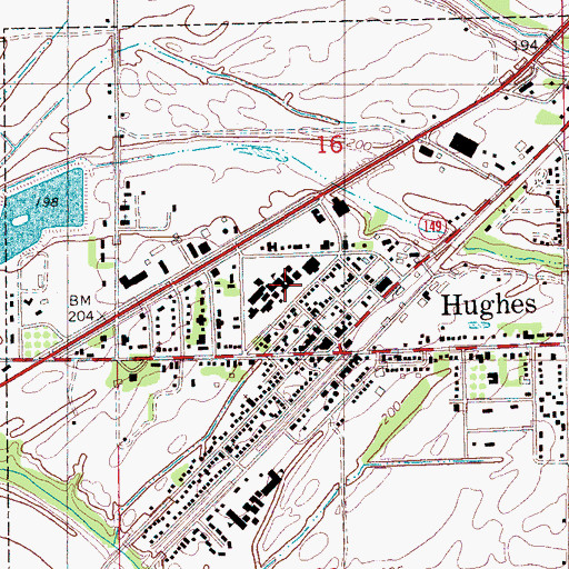 Topographic Map of Hughes High School, AR