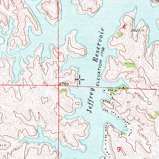 Topographic Map of Jeffrey Reservoir, NE