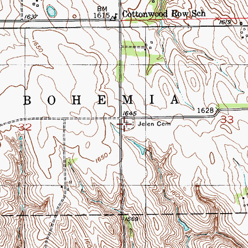 Topographic Map of Jelen Cemetery, NE