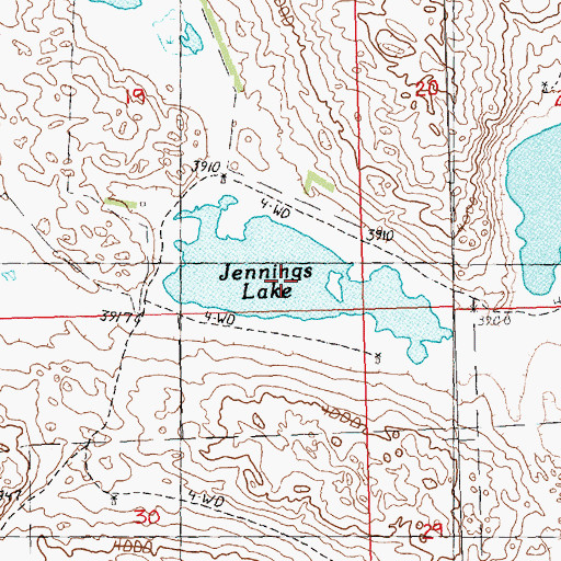 Topographic Map of Jennings Lake, NE