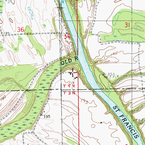 Topographic Map of Ebling, AR