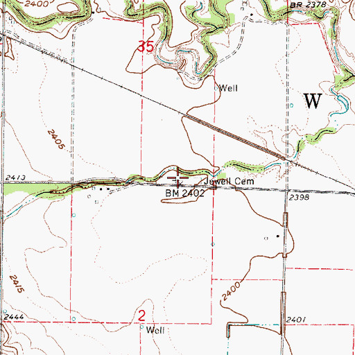 Topographic Map of Jewell Cemetery, NE