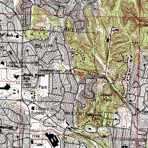 Topographic Map of Jewell School, NE
