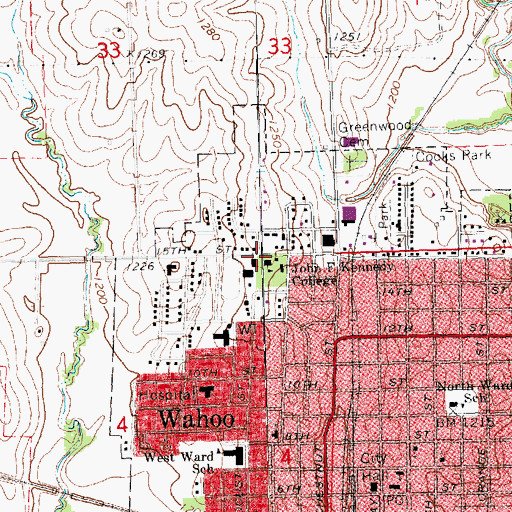 Topographic Map of John F Kennedy College, NE