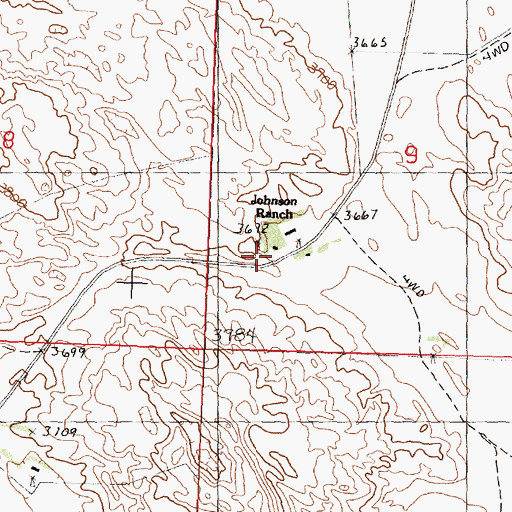 Topographic Map of Johnson Ranch, NE