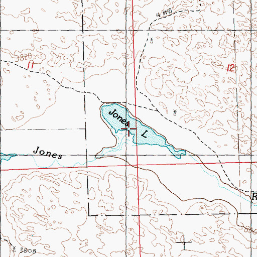 Topographic Map of Jones Lake, NE