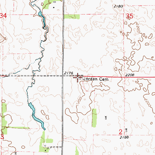 Topographic Map of Jordan Cemetery, NE