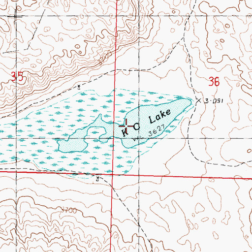 Topographic Map of K C Lake, NE