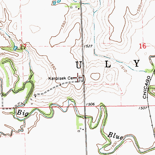 Topographic Map of Karpisek Cemetery, NE