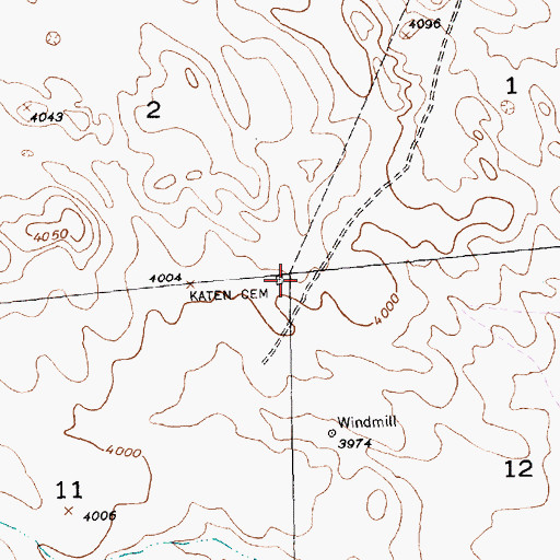 Topographic Map of Katen Cemetery, NE