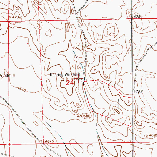 Topographic Map of Keating Windmill, NE