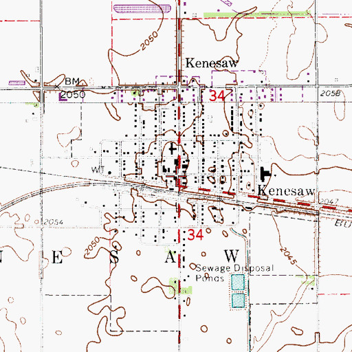 Topographic Map of Kenesaw, NE