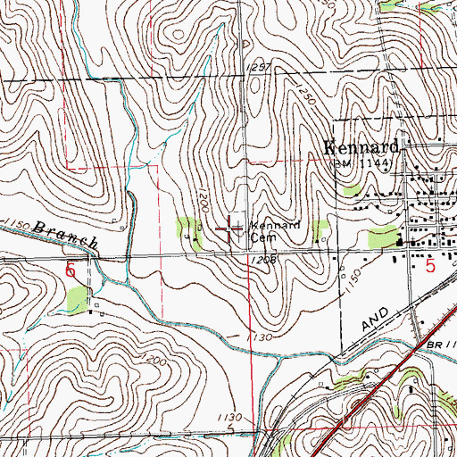 Topographic Map of Kennard Cemetery, NE