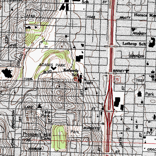 Topographic Map of Kennedy Elementary School, NE