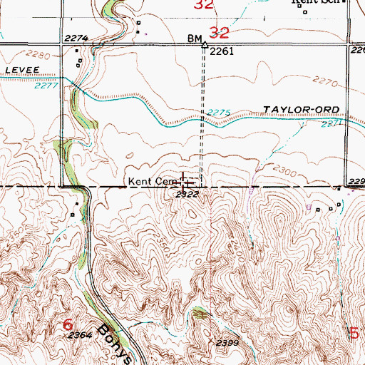 Topographic Map of Kent Cemetery, NE