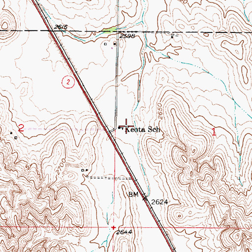 Topographic Map of Keota School (historical), NE