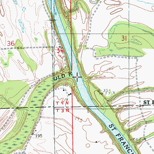 Topographic Map of Cut-Off Ferry (historical), AR