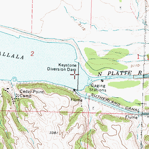 Topographic Map of Keystone Diversion Dam, NE