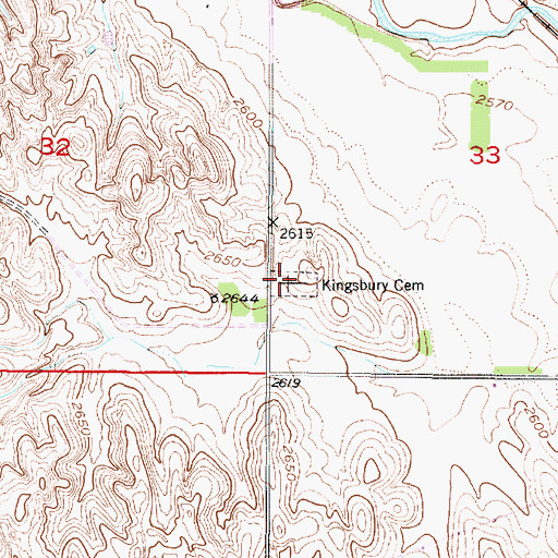 Topographic Map of Kingsbury Cemetery, NE