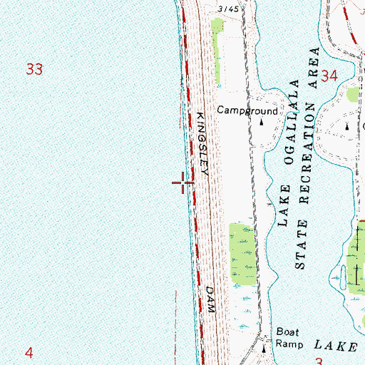 Topographic Map of Kingsley Dam, NE