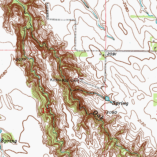 Topographic Map of Kirkwood Cemetery, NE