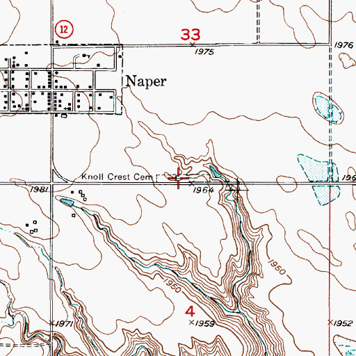 Topographic Map of Knoll Crest Cemetery, NE