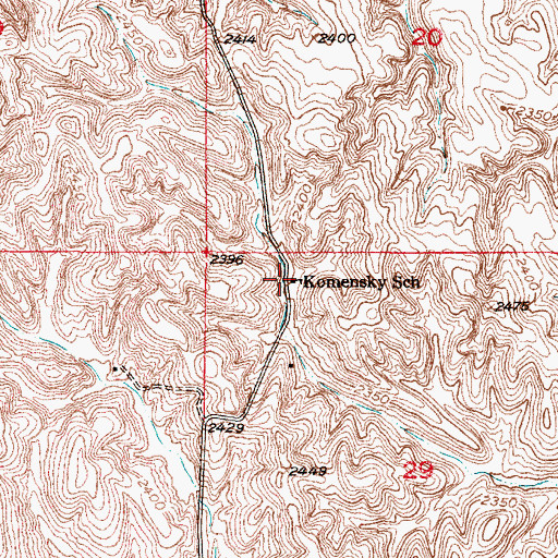 Topographic Map of Komensky School, NE