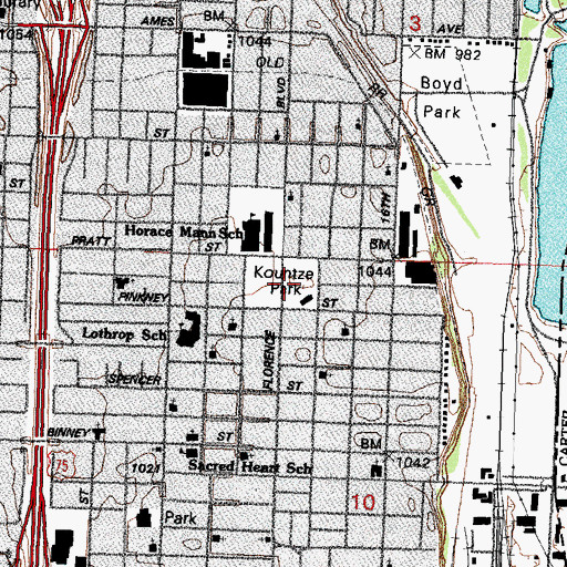 Topographic Map of Kountze Park, NE