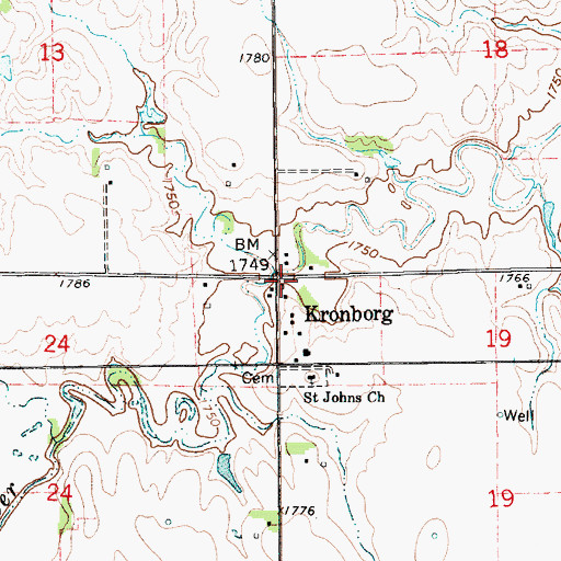 Topographic Map of Kronborg, NE